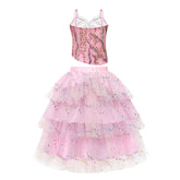 Kids Children Wicked (2024) Glinda Pink Mesh Skirt Outfits Cosplay Costume